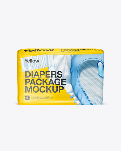 Download Big Package of Diapers Mockup in Packaging Mockups on Yellow Images Object Mockups