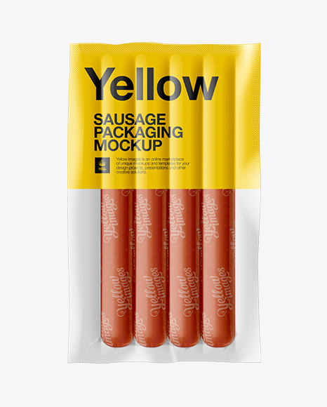 Download Vacuum Package of Sausages Mockup in Packaging Mockups on Yellow Images Object Mockups