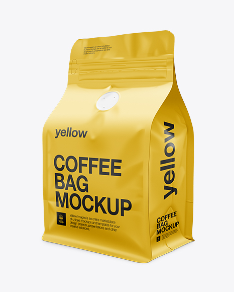 Flat Bottom Bag Mockup / Front 3/4 View in Bag & Sack Mockups on Yellow