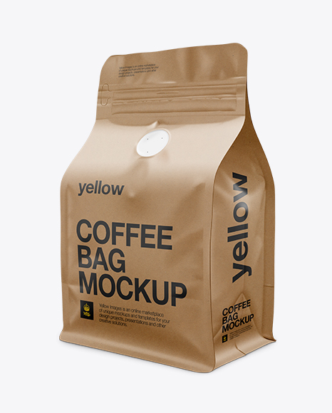 Flat Bottom Kraft Paper Bag Mockup / Front 3/4 View in Bag & Sack