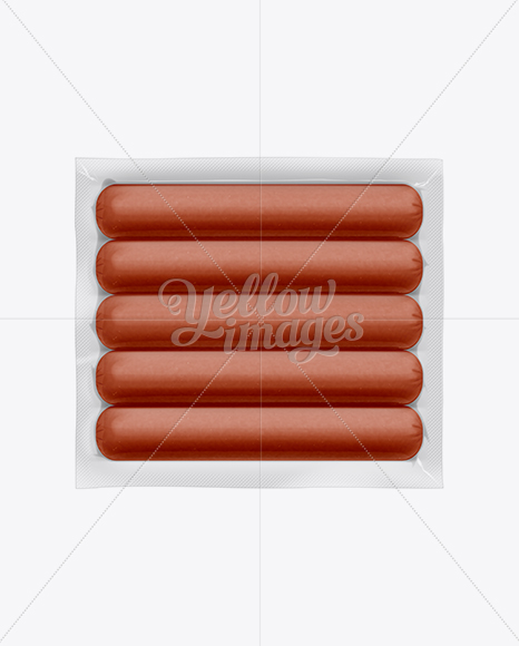 Download 5 Sausages in Clear Plastic Package Mockup in Packaging Mockups on Yellow Images Object Mockups