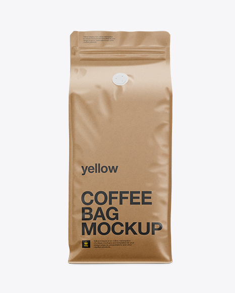 Kraft Paper Coffee Bag Mockup / Front View in Bag & Sack Mockups on