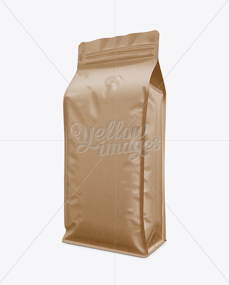 Download Kraft Paper Coffee Bag Mockup / Front 3/4 View in Bag & Sack Mockups on Yellow Images Object Mockups