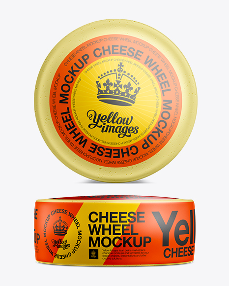Download Cheese Wheel Mockup in Packaging Mockups on Yellow Images ...