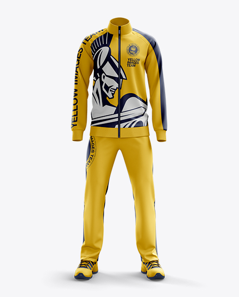 Download Men's Tracksuit Mock-up / Front View in Apparel Mockups on Yellow Images Object Mockups