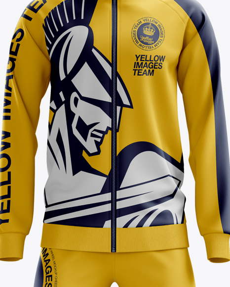 Men's Tracksuit Mock-up / Front View in Apparel Mockups on Yellow