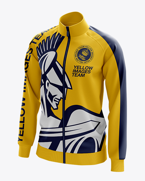 Download Men's Training Jacket Mockup / Half Side View in Apparel Mockups on Yellow Images Object Mockups