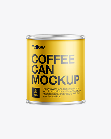 Download 50g Coffee Tin Mockup in Can Mockups on Yellow Images ...