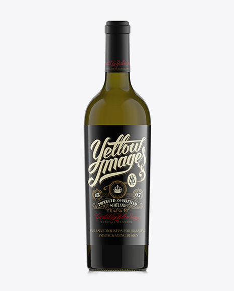 75cl Aleka Antique Green Bottle with White Wine PSD Mockup