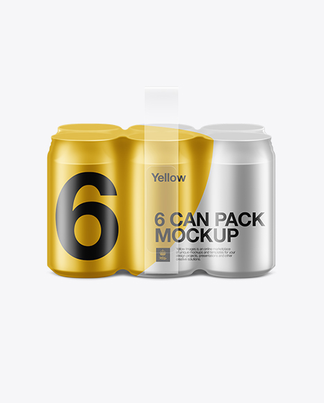 Download Aluminum Can 6 Pack Mockup in Packaging Mockups on Yellow ...