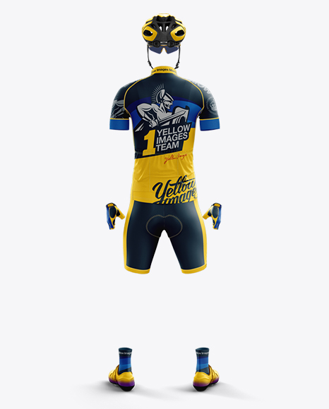 Download Full Men's Cycling Kit Mockup - Back View in Apparel Mockups on Yellow Images Object Mockups