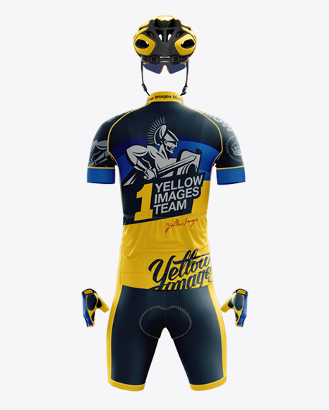 Download Full Men's Cycling Kit Mockup - Back View in Apparel Mockups on Yellow Images Object Mockups