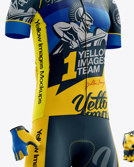Download Full Men's Cycling Kit Mockup - Front 3/4 View in Apparel ...