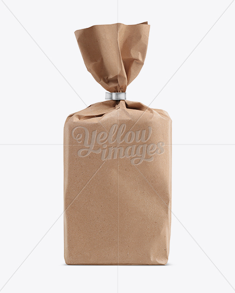 Download Middle Kraft Paper Bread Bag Mockup in Bag & Sack Mockups on Yellow Images Object Mockups