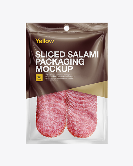 Download Plastic Vacuum Bag W/ Sliced Winter Salami Mockup in Tray ...