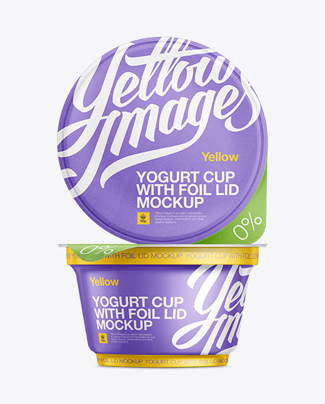 Download 150g Yogurt Cup W/ Foil Lid Mockup in Cup & Bowl Mockups on Yellow Images Object Mockups