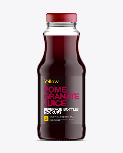 Download Glass Bottle W Pomegranate Juice Mockup Packaging Mockups Mockups Design Tool Yellowimages Mockups