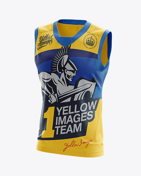 Download Free Aussie Rules Jersey Mockup Front 3 4 View PSD Mockups.