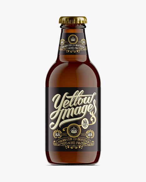 25cl Stubby Amber Glass Beer Bottle PSD Mockup