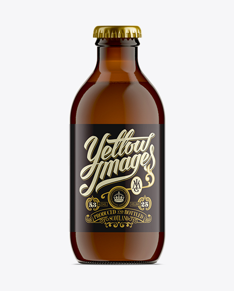 Download Free 25cl Stubby Amber Glass Bottle Psd Mockup PSD Mockup Template
