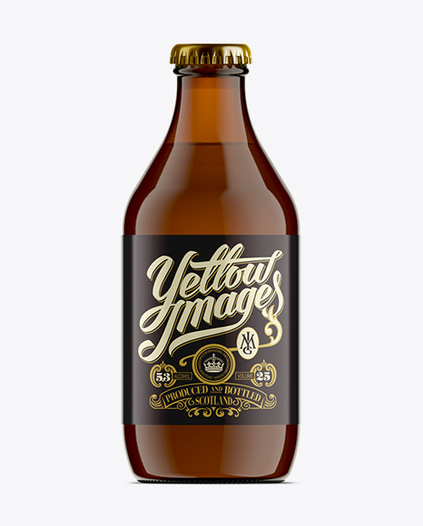 330ml Stubby Amber Glass Beer Bottle Mock-up in Bottle Mockups on