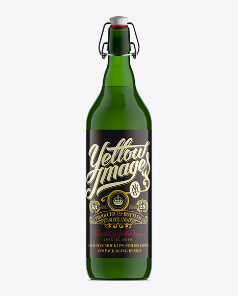 100cl Green Glass Beugel Bottle PSD Mockup