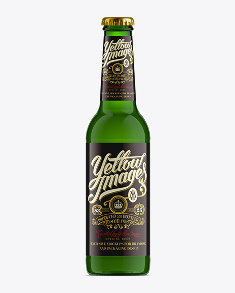 Free 33cl Emerald Green Glass Ale Bottle Mockup