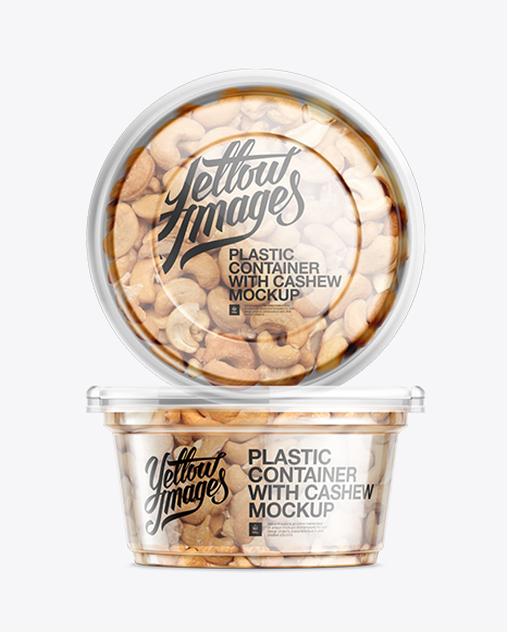 Download Free 200g Clear Plastic Food Container With Cashew Psd Mockup PSD Mockup Template