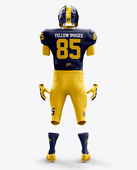 American Football Kit Mockup - Back View in Apparel Mockups on Yellow