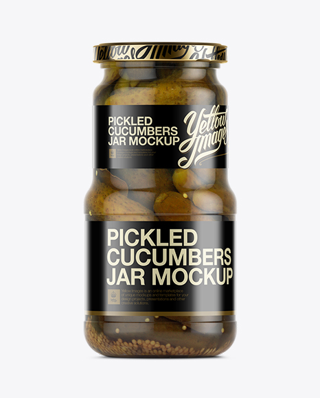 Download Glass Jar of Pickled Cucumbers Mockup in Jar Mockups on Yellow Images Object Mockups