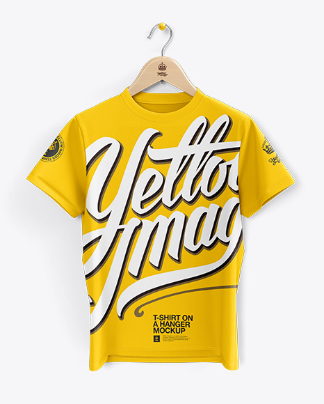 Download T-Shirt On Hanger Mockup in Apparel Mockups on Yellow Images Object Mockups