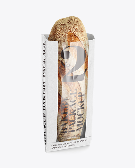 White Paper Bread Bag w/ Window Mock-Up in Bag & Sack Mockups on Yellow