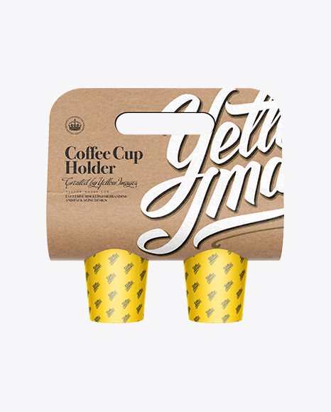 Download Psd Mockup Beverages Carrier Coffee Cup Exclusive Mockup Holder Hot Drink Kraft Paper Mockup Package