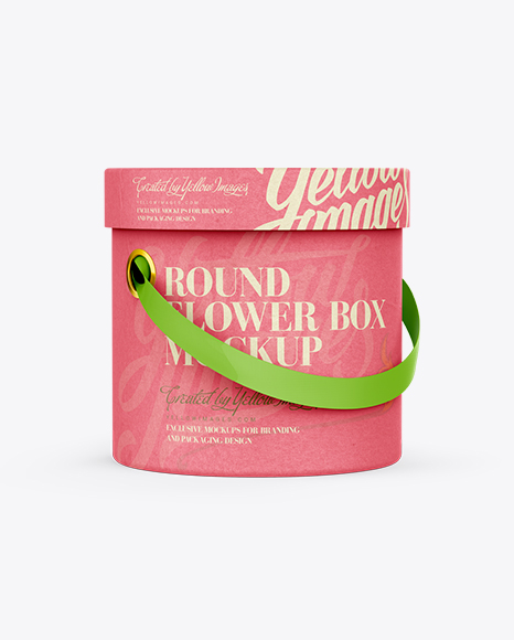 Round Flower Box PSD Mockup 3/4 View