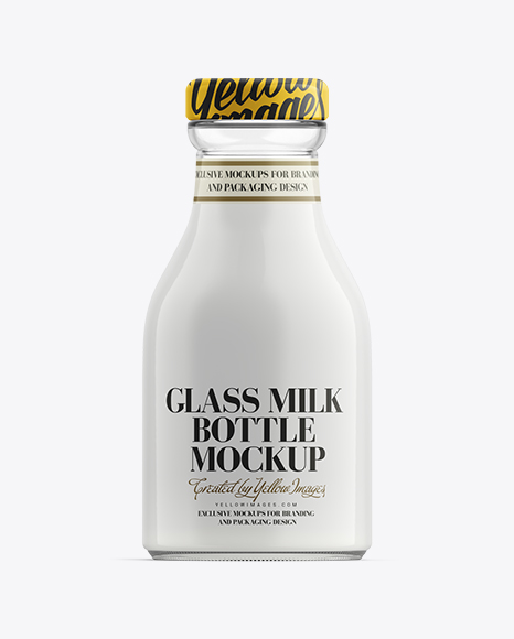 Download Small Glass Bottle Of Milk Psd Mockup Psd Templates Poster
