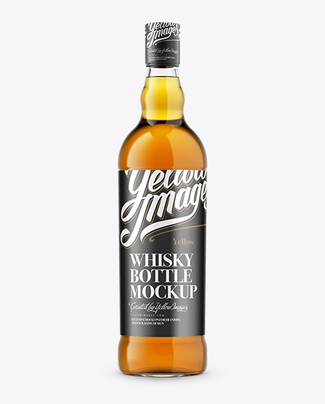 Download Whiskey Bottle Mockup - Front View in Bottle Mockups on Yellow Images Object Mockups