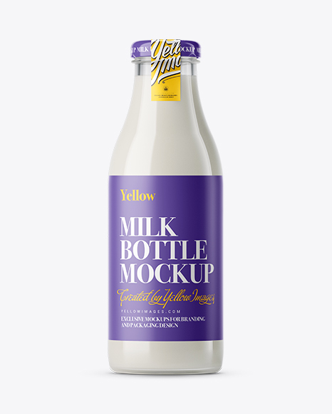 Download Glass Organic Milk Bottle Mockup in Bottle Mockups on Yellow Images Object Mockups