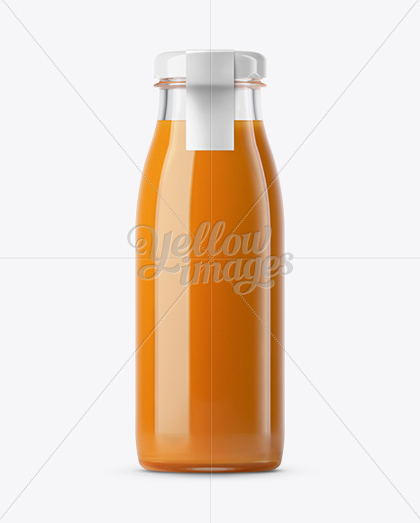 Download Carrot Juice Glass Bottle with a Tag Mockup in Bottle Mockups on Yellow Images Object Mockups