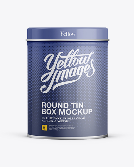 Download High Round Tin Box Mockup in Can Mockups on Yellow Images Object Mockups
