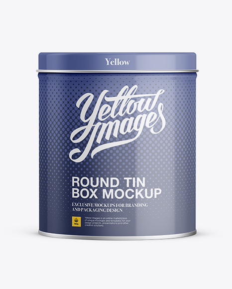 Small Round Tin Box Mockup Up Front View High Angle Shot High Round Tin Box Mockup