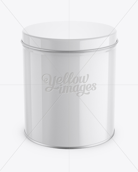 Download Small Round Tin Box Mockup - Up Front View (High-Angle Shot) in Can Mockups on Yellow Images ...