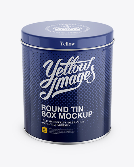 Download Small Round Tin Box Mockup - Up Front View (High-Angle Shot) in Can Mockups on Yellow Images ...