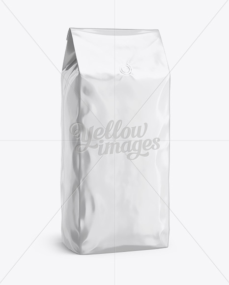 Download 2,5 kg Foil Coffee Bag With Valve Mockup - Half-Turned View in Bag & Sack Mockups on Yellow ...