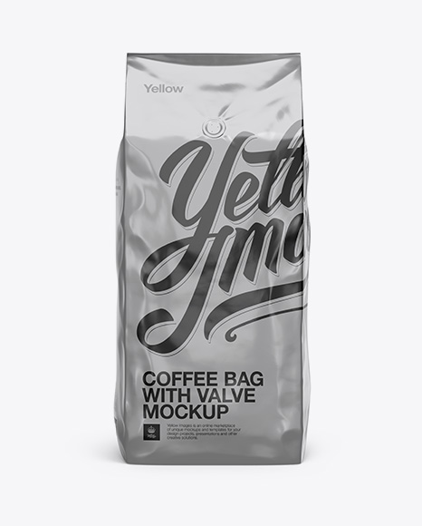 Download 2,5 kg Foil Coffee Bag With Valve Mockup - Front View in Bag & Sack Mockups on Yellow Images ...