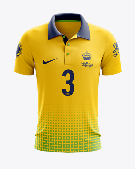 Download Soccer Polo T-Shirt Mockup - Front View in Apparel Mockups on Yellow Images Object Mockups