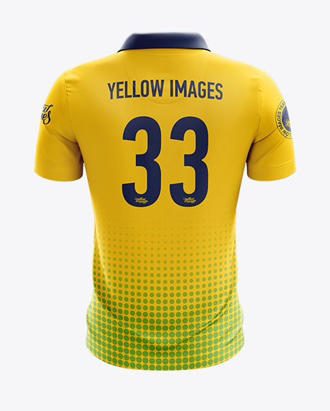 Soccer Polo T-Shirt Mockup - Back View in Apparel Mockups on Yellow Images Object Mockups