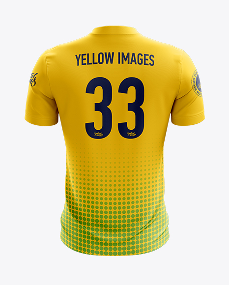 Soccer Jersey Mockup - Back View in Apparel Mockups on Yellow Images