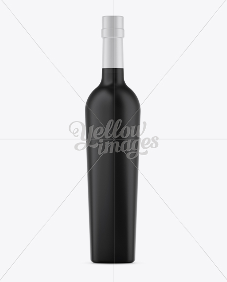 Download Matte Black Liquor Bottle Mockup - Front View in Bottle Mockups on Yellow Images Object Mockups