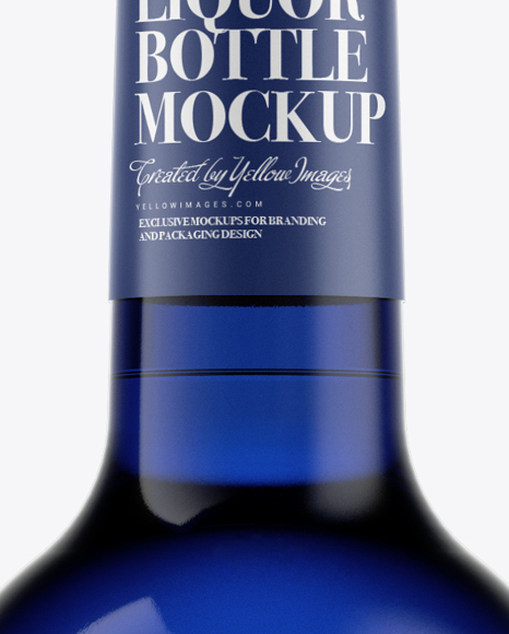 Cobalt Blue Liquor Bottle Mockup in Bottle Mockups on Yellow Images