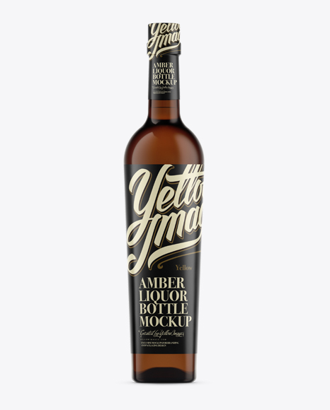 Amber Liquor Bottle Mockup - Front View Amber Liquor Bottle Mockup - Front View